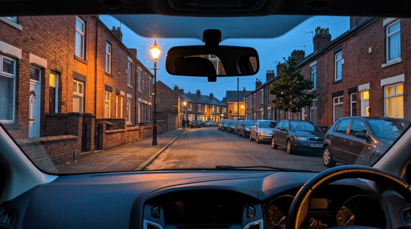 TruVisia dashcam mounted on the windscreen on a UK street